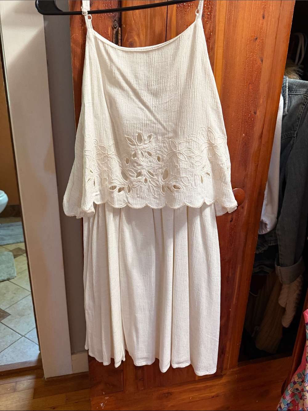 Off White Floral Embroidered Summer Dress